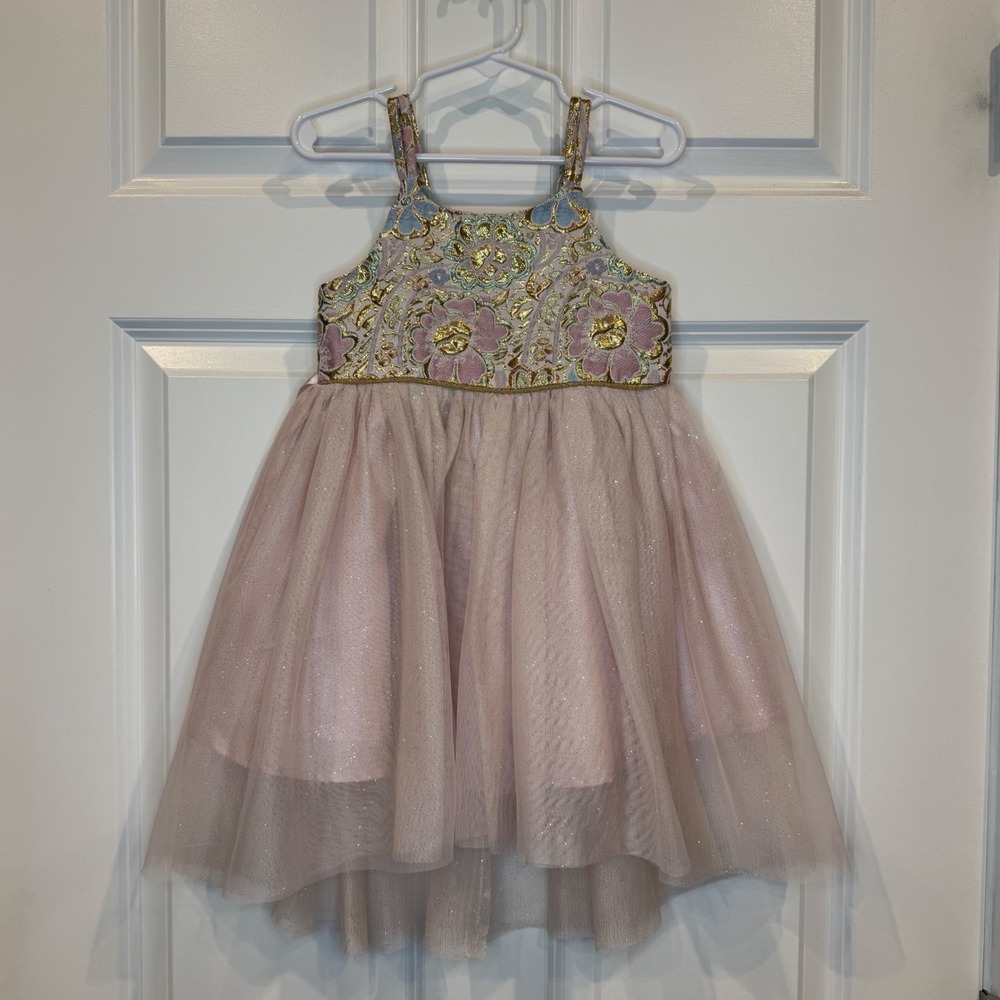 Pink Violet Girls Shimmer Tulle Dress Party Sparkle Occasion Size 3T